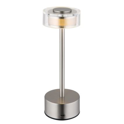 Globo - Lámpara LED de mesa táctil recargable y regulable LED/2,5W/3,7V 2700/4000/6500K 1800mAh cromo mate