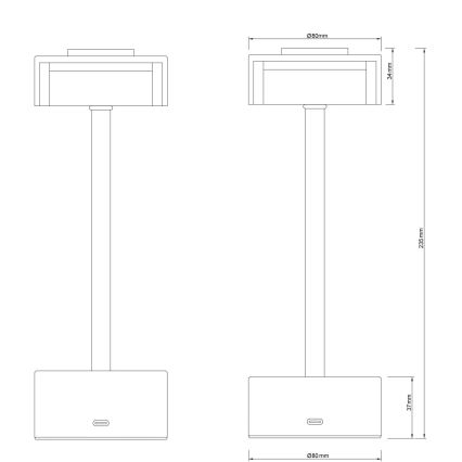Globo - Lámpara de mesa LED táctil recargable y regulable LED/2,5W/3,7V 2700/4000/6500K 1800mAh negro