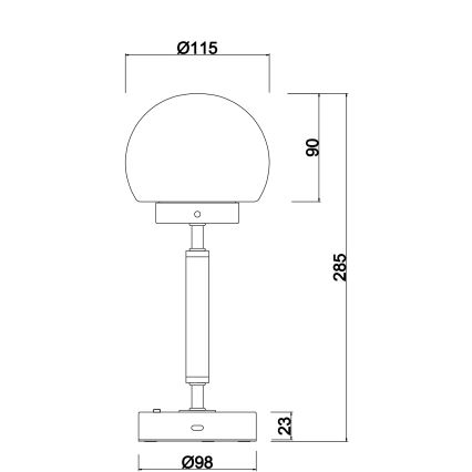 Globo - LED Lámpara de mesa táctil recargable y regulable LED/2,5W/5V 1800mAh 2700/4000/6500K latón
