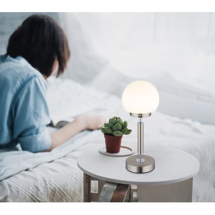 Globo - LED Lámpara de mesa táctil recargable y regulable LED/2,5W/5V 1800mAh 2700/4000/6500K cromo mate