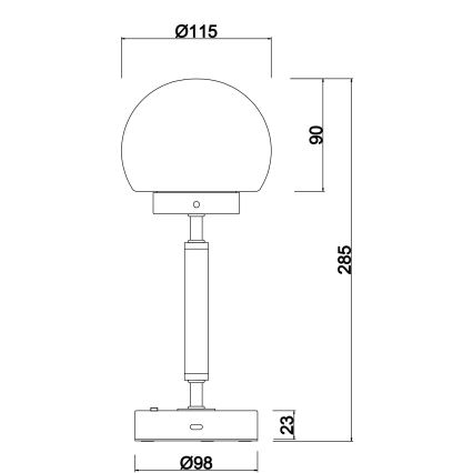 Globo - LED Lámpara de mesa táctil recargable y regulable LED/2,5W/5V 1800mAh 2700/4000/6500K cromo mate