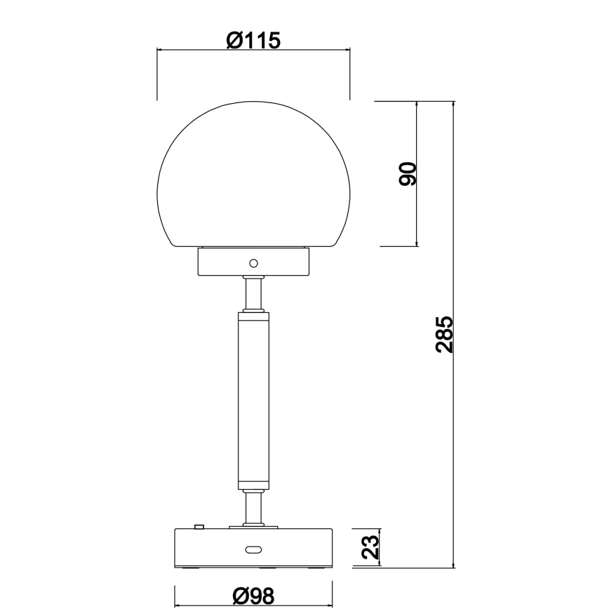 Globo - LED Lámpara de mesa táctil recargable y regulable LED/2,5W/5V 1800mAh 2700/4000/6500K cromo mate