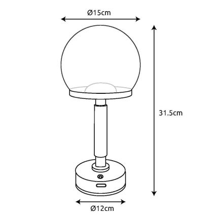 Globo - LED Lámpara de mesa táctil recargable y regulable LED/2,5W/5V 1800mAh 2700/4000/6500K Oro rosa