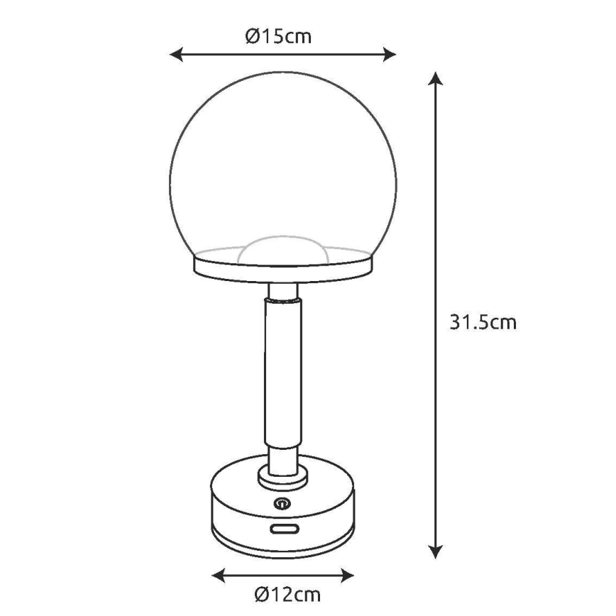 Globo - LED Lámpara de mesa táctil recargable y regulable LED/2,5W/5V 1800mAh 2700/4000/6500K negro