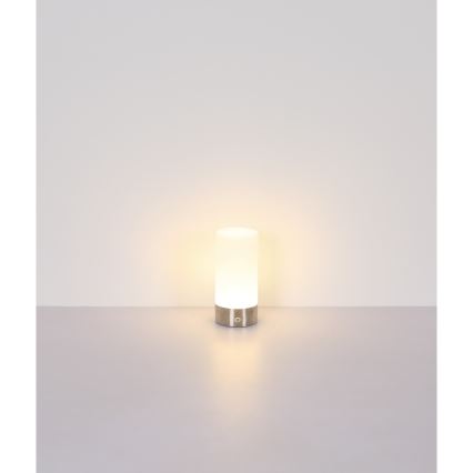 Globo - Lámpara de mesa LED RGBW táctil regulable para exterior LED/1,8W/5V 1500 mAh IP44 cromo mate