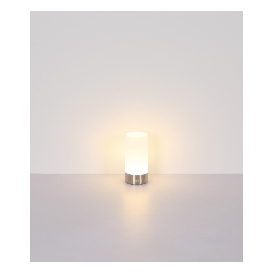 Globo - Lámpara de mesa LED RGBW táctil regulable para exterior LED/1,8W/5V 1500 mAh IP44 cromo mate