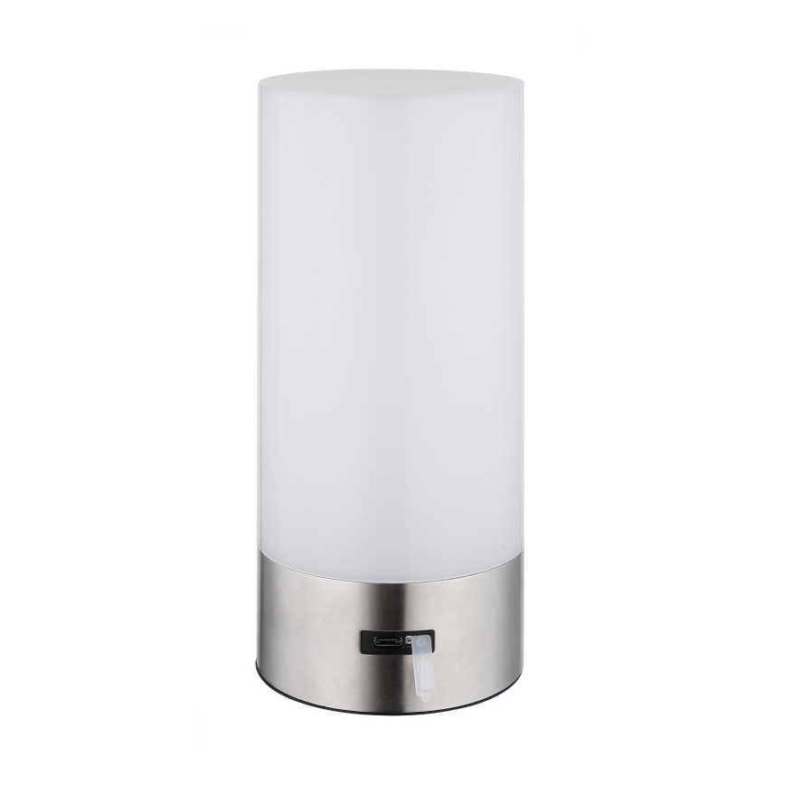 Globo - Lámpara de mesa LED RGBW táctil regulable para exterior LED/1,8W/5V 1500 mAh IP44 cromo mate
