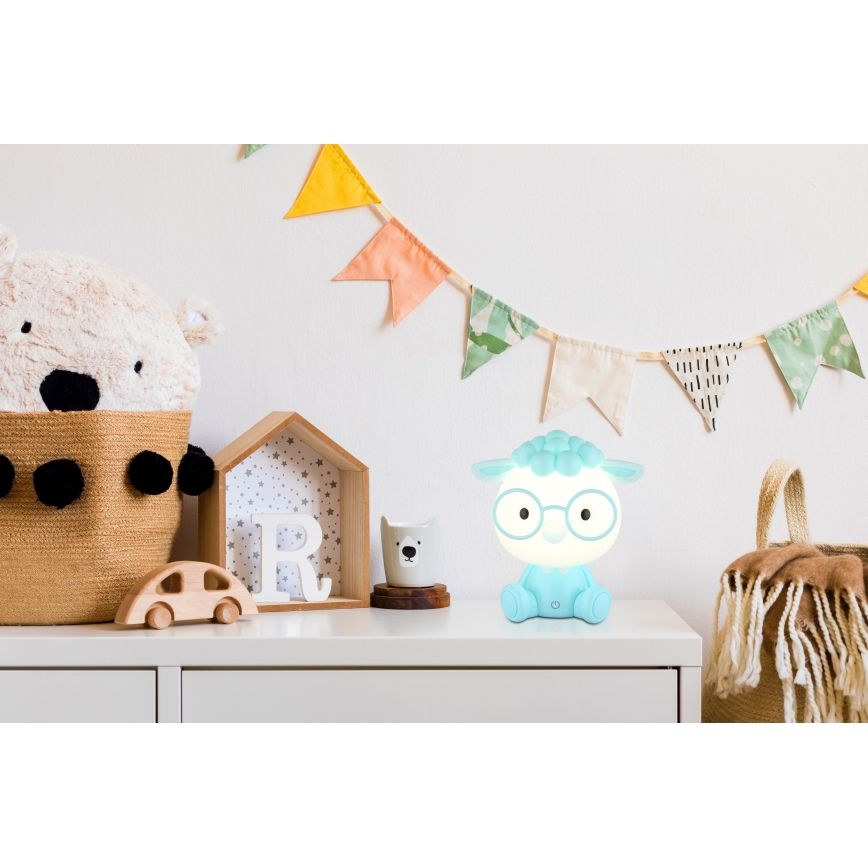 Globo - Lámpara de noche infantil LED regulable y recargable SHEEPY 1W/5V 500 mAh azul