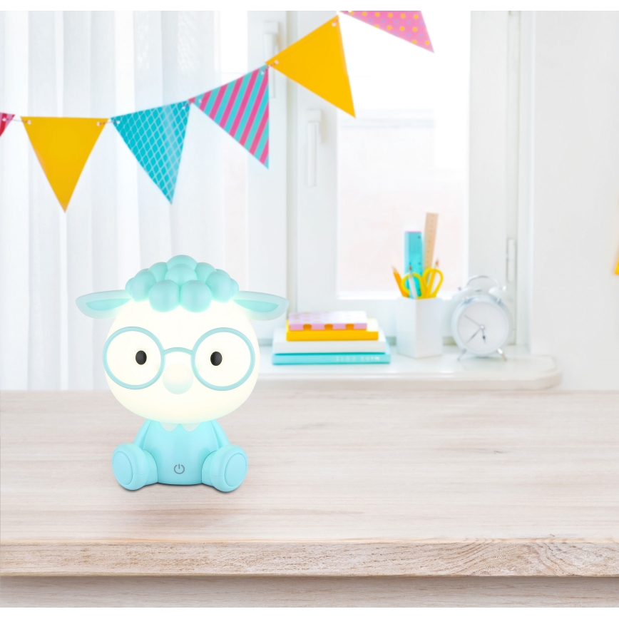 Globo - Lámpara de noche infantil LED regulable y recargable SHEEPY 1W/5V 500 mAh azul