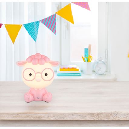 Globo - Lámpara de noche infantil LED regulable y recargable SHEEPY 1W/5V 500 mAh rosa