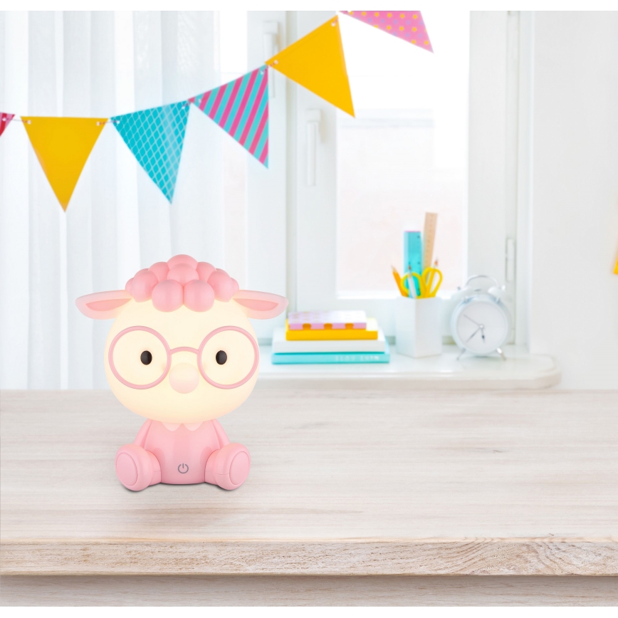 Globo - Lámpara de noche infantil LED regulable y recargable SHEEPY 1W/5V 500 mAh rosa