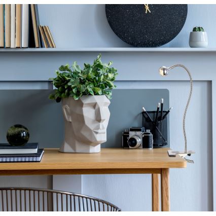 Globo - Lámpara LED flexible con pinza LED/3W/230V cromo mate