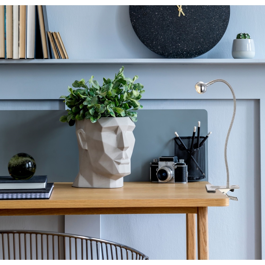 Globo - Lámpara LED flexible con pinza LED/3W/230V cromo mate