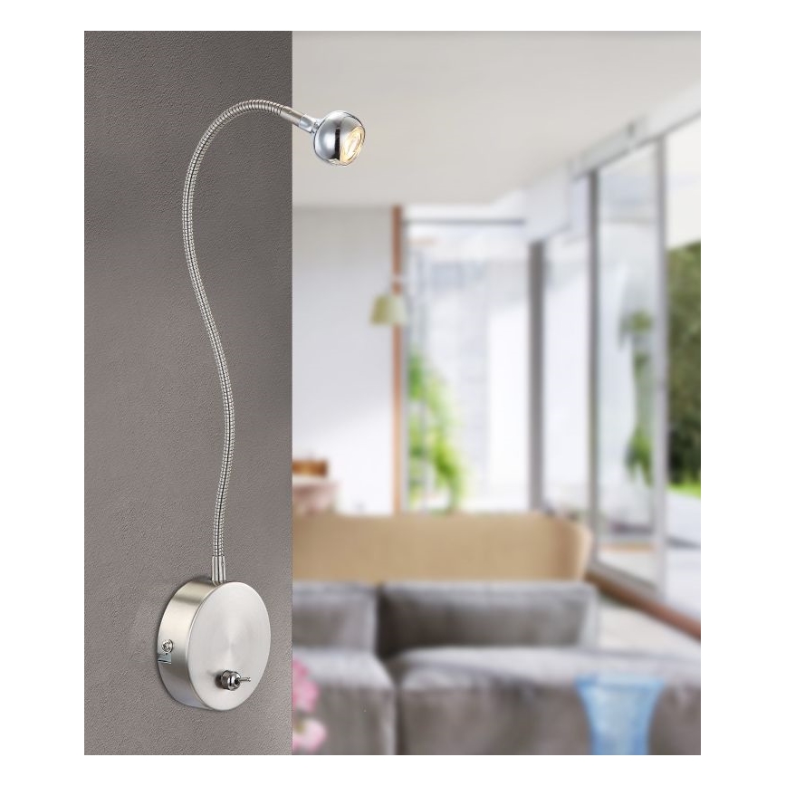 Globo - LED Lámpara flexible LED/3W/230V cromo brillante