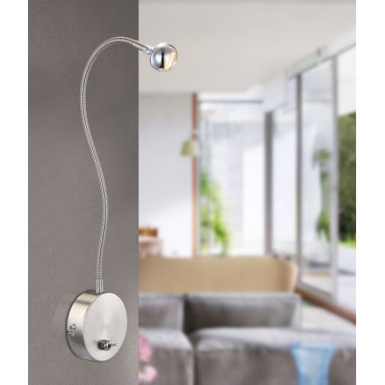 Globo - Lámpara LED flexible pequeña LED/3W/230V cromo brillante