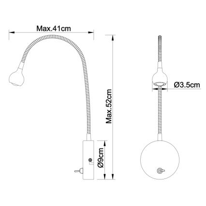 Globo - Lámpara LED flexible pequeña LED/3W/230V cromo brillante