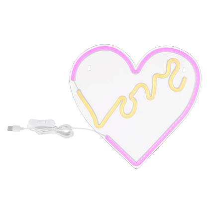 Globo - LED Decoración de pared de neón LED/3W/USB corazón