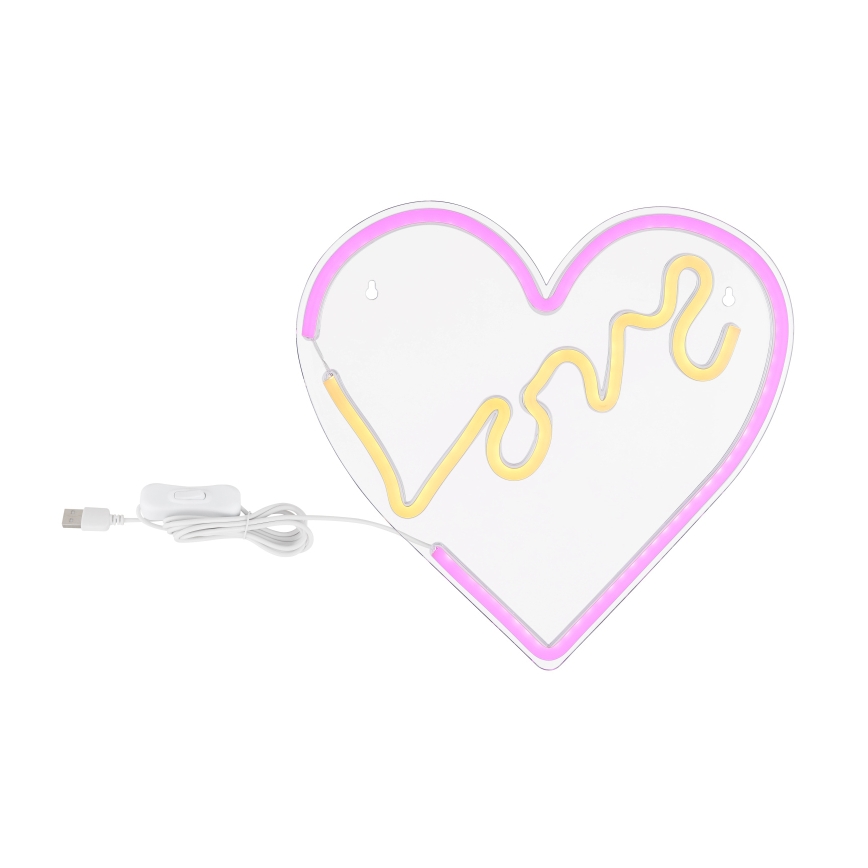 Globo - LED Decoración de pared de neón LED/3W/USB corazón