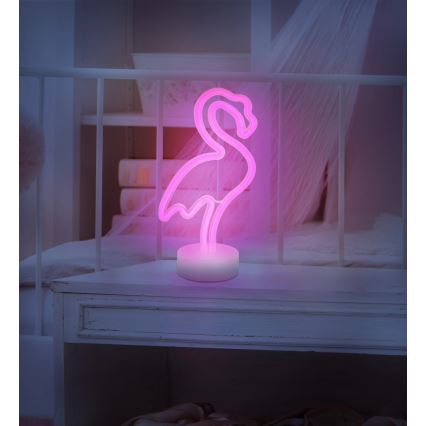 Globo 28064 - Decoración de mesa LED neón FLAMINGO LED/2W/3xAA flamenco