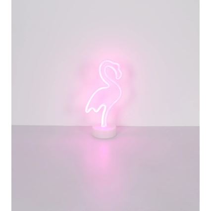 Globo 28064 - Decoración de mesa LED neón FLAMINGO LED/2W/3xAA flamenco