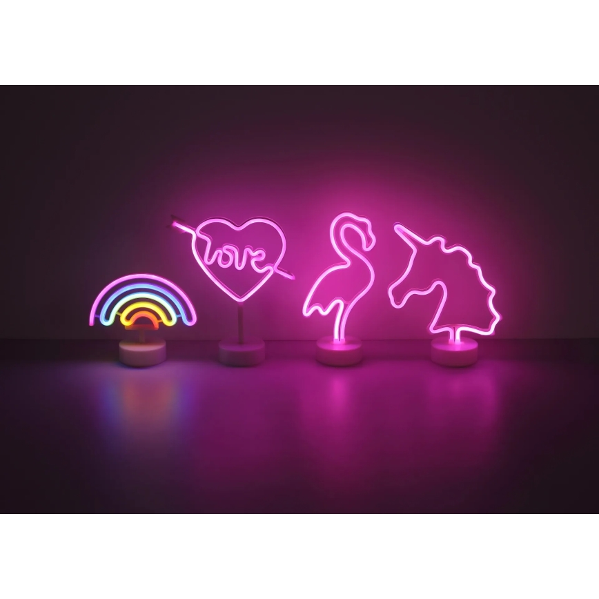 Globo 28064 - Decoración de mesa LED neón FLAMINGO LED/2W/3xAA flamenco