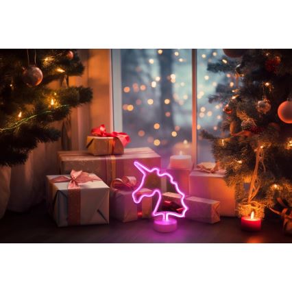 Globo - Decoración de mesa LED neón LED/2W/3xAA unicornio