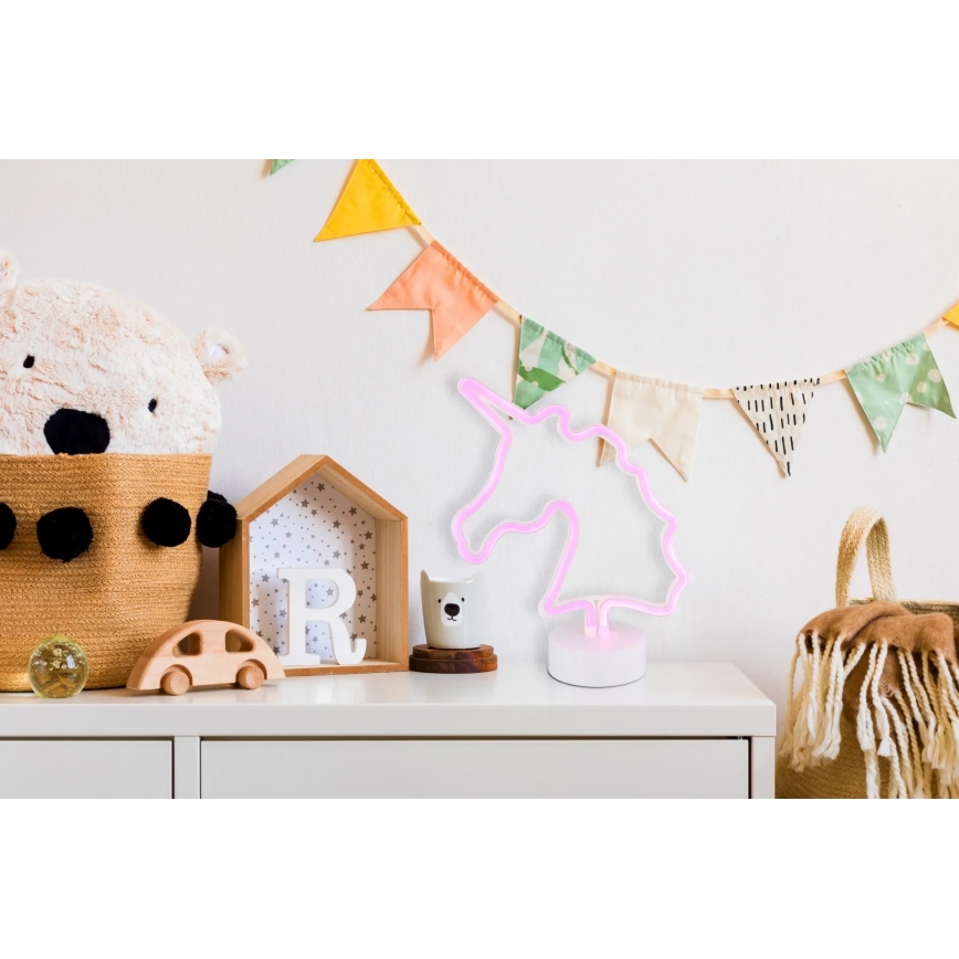 Globo - Decoración de mesa LED neón LED/2W/3xAA unicornio
