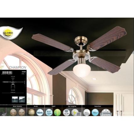 Globo - Ventilador de techo 1xE27/60W/230V