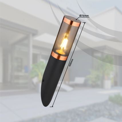 Globo - Aplique de exterior 1xE27/23W/230V IP44 negro/cobre
