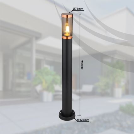 Globo - Lámpara de exterior 1xE27/23W/230V IP44 80 cm negro/cobre