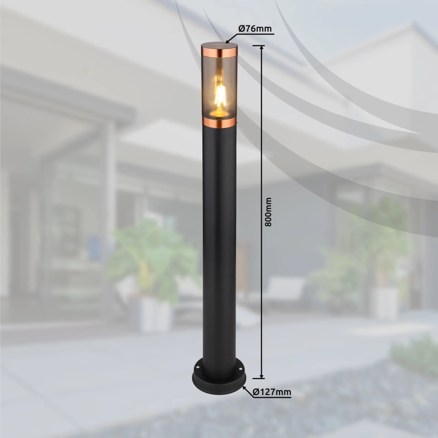 Globo - Lámpara de exterior 1xE27/23W/230V IP44 80 cm negro/cobre