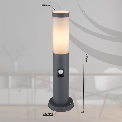 Globo - Lámpara exterior con sensor 1xE27/15W/230V 45 cm IP44