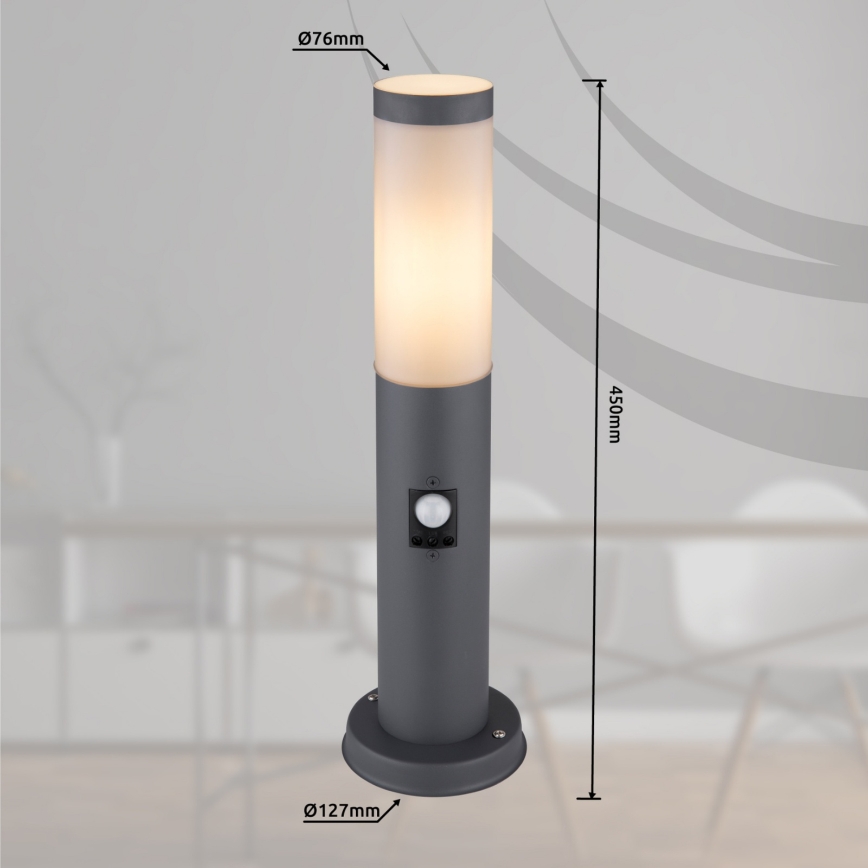 Globo - Lámpara exterior con sensor 1xE27/15W/230V 45 cm IP44