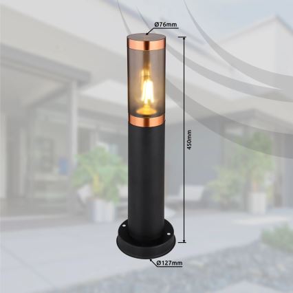 Globo - Lámpara de exterior 1xE27/23W/230V IP44 45 cm negro/cobre