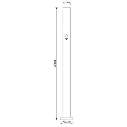 Globo - Lámpara exterior con sensor 1xE27/60W/230V 110 cm IP44