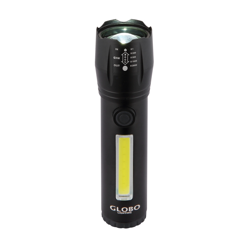 Globo - Linterna recargable LED LED/3W/5V + COB/3W 5500K 1200 mAh