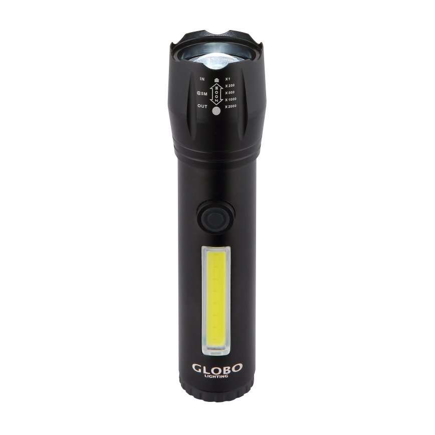 Globo - Linterna recargable LED LED/3W/5V + COB/3W 5500K 1200 mAh