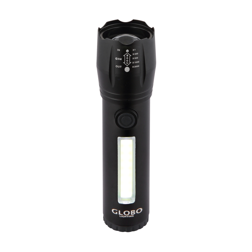 Globo - Linterna recargable LED LED/3W/5V + COB/3W 5500K 1200 mAh
