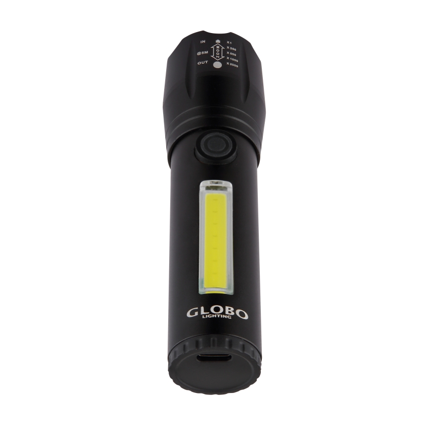 Globo - Linterna recargable LED LED/3W/5V + COB/3W 5500K 1200 mAh