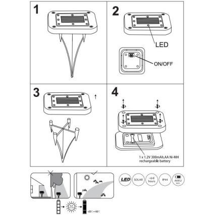 Globo - SET 2x Lámpara solar LED LED/0,8W/1,2V IP44 300 mAh