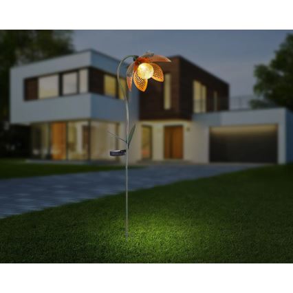 Globo - Lámpara solar LED 3,2 V IP44, 200 mAh, con forma de flor
