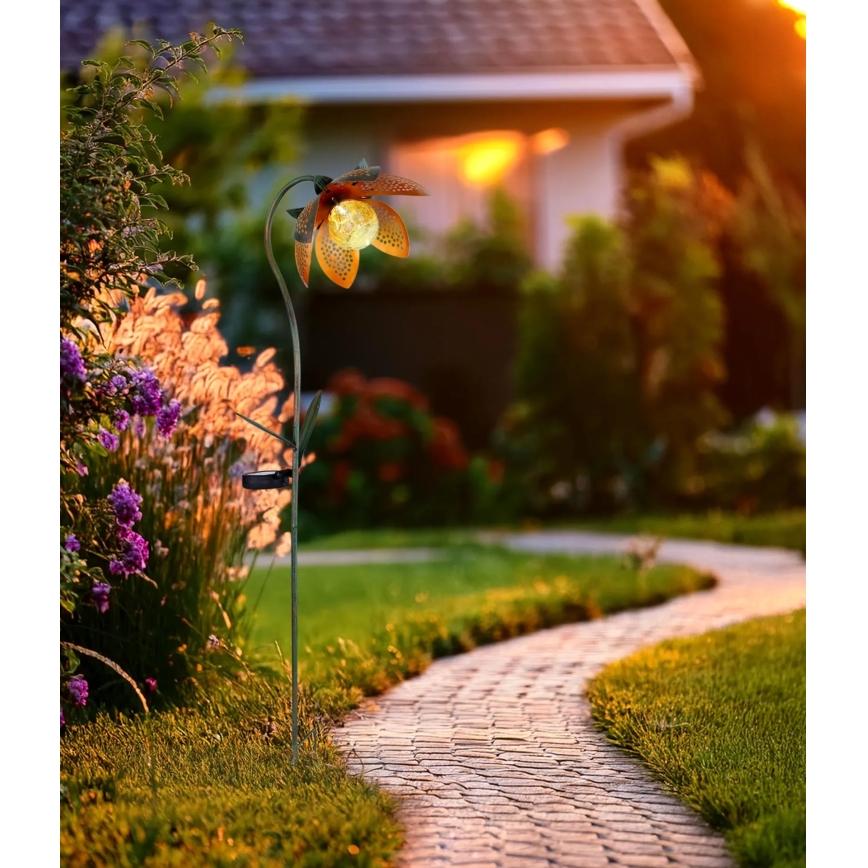 Globo - Lámpara solar LED 3,2 V IP44, 200 mAh, con forma de flor