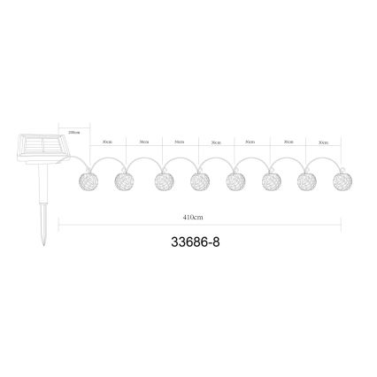Globo - Cadena decorativa solar LED 98xLED/0,1W/3V 410 cm IP44 600 mAh