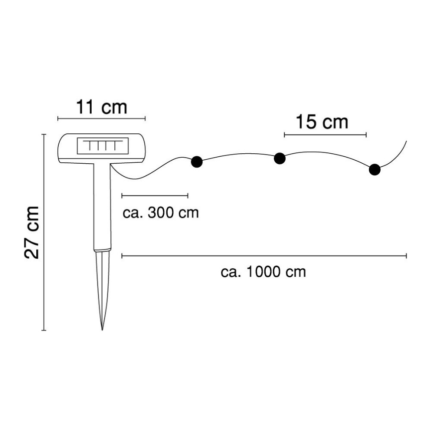 Globo - Cadena solar LED 10 m 50xLED/2,4V IP44 600 mAh