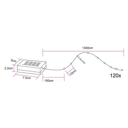 Globo - Guirnalda solar LED 120xLED/3,2V IP44 13,4 m 600 mAh