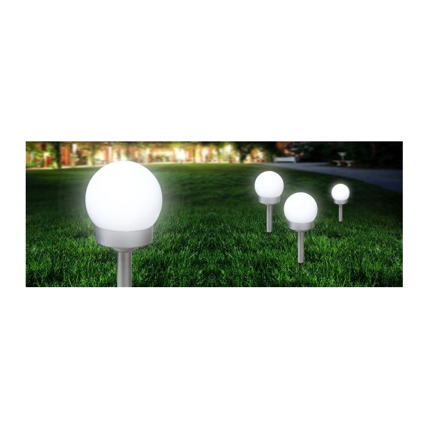 Globo - SET 3x Lámpara solar LED LED/0,06W/3V 4000K diá. 10 cm IP44
