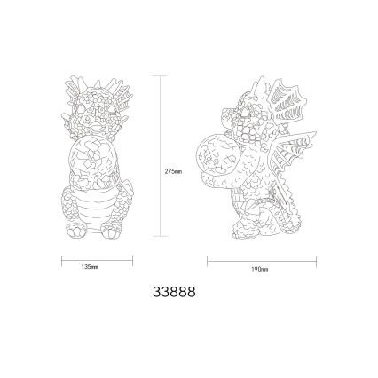 Globo - Decoración solar LED LED/0,02W/3V IP44 dragón 300 mAh