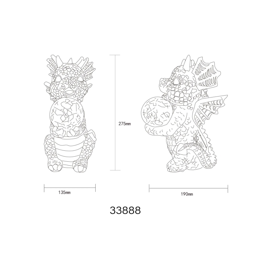 Globo - Decoración solar LED LED/0,02W/3V IP44 dragón 300 mAh
