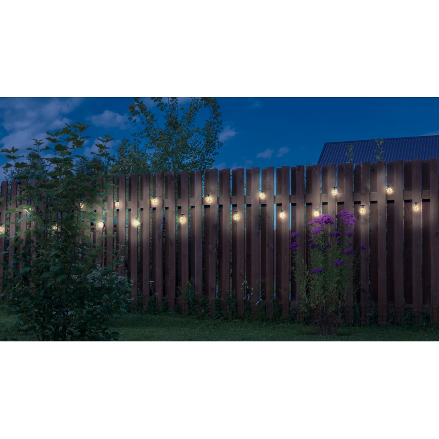 Globo - Cadena decorativa LED para exteriores 10xLED/0,27W/230V 7,5 m IP44 negro