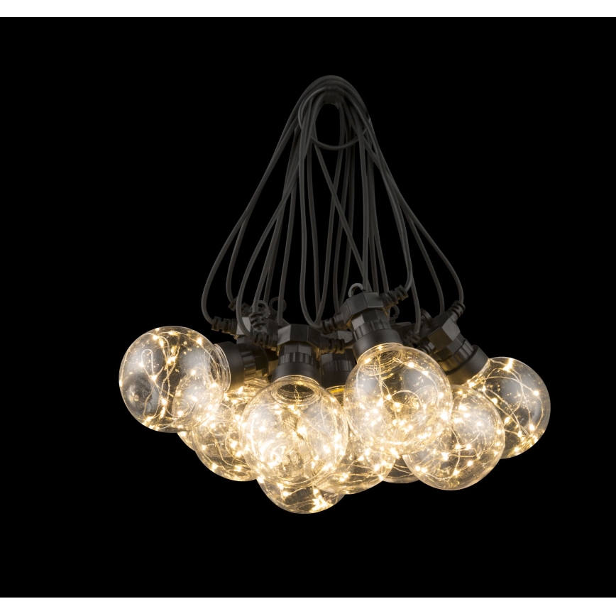 Globo - Cadena decorativa LED para exteriores 10xLED/0,27W/230V 7,5 m IP44 negro